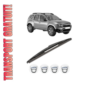 Stergator lamela spate DACIA DUSTER (HS_) din 2010 - 2018, pentru luneta auto, Valeo Silencio, din cauciuc siliconat rezistent, 4 Stickere Auto DACIA