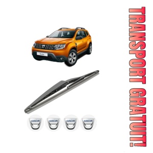 Stergator lamela spate DACIA DUSTER SUV Van din 2011 - 2018, pentru luneta auto, Bosch Twin, din cauciuc siliconat rezistent, 4 Stickere Auto DACIA