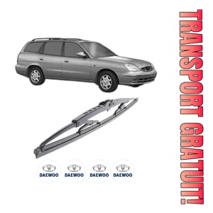 Stergator lamela spate DAEWOO NUBIRA Estate (J150) din 1999 - 2002, pentru luneta auto, Bosch Twin, din cauciuc siliconat rezistent, 4 Stickere Auto DAEWOO
