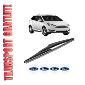 Stergator lamela spate FORD FOCUS III Estate Van din 2012 - 2020, pentru luneta auto, Valeo Silencio, din cauciuc siliconat rezistent, 4 Stickere Auto FORD