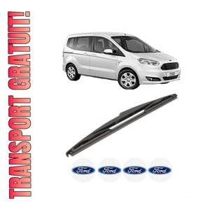 Stergator lamela spate FORD TOURNEO COURIER B460 MPV din 2014 - 2023, pentru luneta auto, Valeo Silencio, din cauciuc siliconat rezistent, 4 Stickere Auto FORD