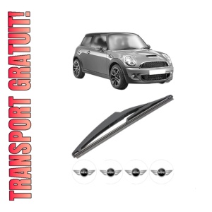 Stergator lamela spate MINI MINI (R56) din 2006 - 2013, pentru luneta auto, Valeo Silencio, din cauciuc siliconat rezistent, 4 Stickere Auto MINI