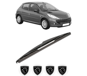 Stergator lamela spate PEUGEOT 206+ (2L_, 2M_) din 2009 - 2013, pentru luneta auto, Valeo Silencio, din cauciuc siliconat rezistent, 4 Stickere Auto PEUGEOT v21976