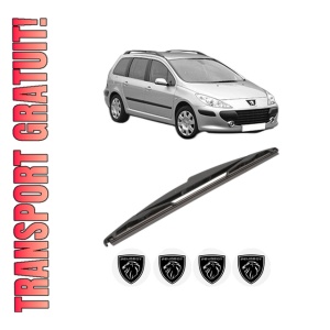Stergator lamela spate PEUGEOT 307 Break (3E) din 2002 - 2009, pentru luneta auto, Valeo Silencio, din cauciuc siliconat rezistent, 4 Stickere Auto PEUGEOT