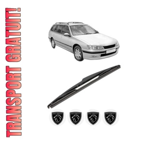 Stergator lamela spate PEUGEOT 406 Break (8E/F) din 1996 - 2004, pentru luneta auto, Valeo Silencio, din cauciuc siliconat rezistent, 4 Stickere Auto PEUGEOT
