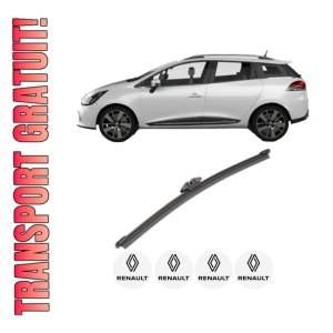 Stergator lamela spate RENAULT CLIO IV Estate Van (KH_) din 2014 - 2021, pentru luneta auto, Valeo Silencio, din cauciuc siliconat rezistent, 4 Stickere Auto RENAULT