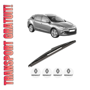 Stergator lamela spate RENAULT MEGANE III Grandtour (KZ0/1) din 2008 - 2016, pentru luneta auto, Valeo Silencio, din cauciuc siliconat rezistent, 4 Stickere Auto RENAULT - Img 1