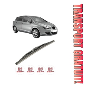 Stergator lamela spate SEAT TOLEDO III (5P2) din 2004 - 2009, pentru luneta auto, Bosch Twin, din cauciuc siliconat rezistent, 4 Stickere Auto SEAT