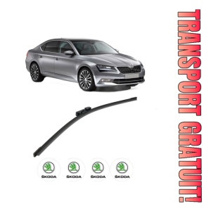 Stergator lamela spate SKODA SUPERB III (3V3) din 2015 - 2024, pentru luneta auto, Bosch Aerotwin, din cauciuc siliconat rezistent, 4 Stickere Auto SKODA