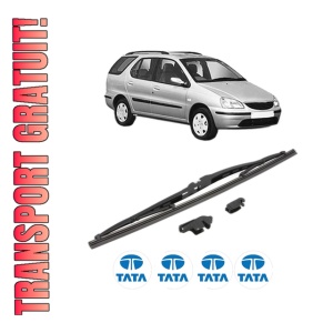 Stergator lamela spate TATA INDIGO MARINA (4_V2) din 2007 - 2012, pentru luneta auto, Valeo Silencio, din cauciuc siliconat rezistent, 4 Stickere Auto TATA