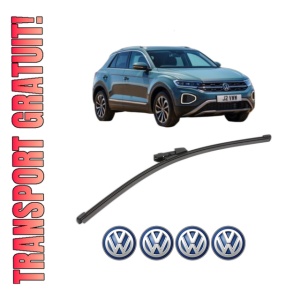 Stergator lamela spate Volkswagen T-ROC (A11, D11) din 2017 - 2021, pentru luneta auto, Valeo Silencio Xtrm, din cauciuc siliconat rezistent, 4 Stickere Auto VW