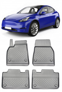 Tesla Model Y Din 2021 - Prezent, Sedan , Set Covorase Auto Tip Tavita Premium 3D, din cauciuc accesorii pentru autoturismul tau - masina v161806