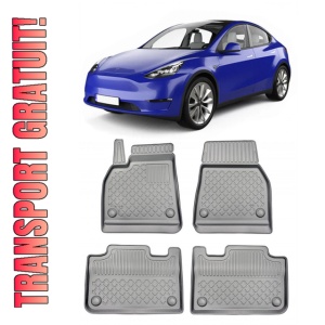 Tesla Model Y Din 2021 - Prezent, Sedan , Set Covorase Auto Tip Tavita Premium 3D, din cauciuc