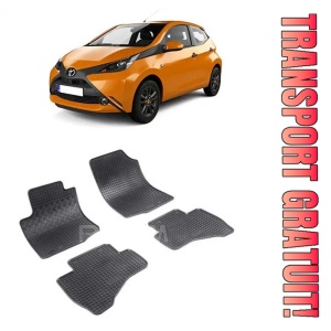 Toyota Aygo II, Hatchback, fabricat din 07.2014 - Prezent, set covorase auto dedicate, din cauciuc 100% Premium