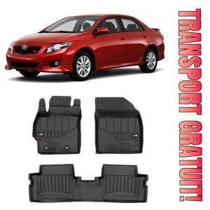 Toyota Corolla X, Sedan, Din 2007 - 07.2013, E140/E150 , Set Covorase Auto Tip Tavita Premium 3D, din cauciuc - Img 1