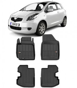 Toyota Yaris I Din 1999 - 2005, Hatchback , Set Covorase Auto Tip Tavita Premium 3D, din cauciuc accesorii pentru autoturismul tau - masina v165370