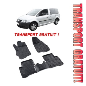 Volkswagen Caddy III 2004-2020 Set 4 covorase auto din cauciuc tip tavita premium line 3D - Transport Gratuit!