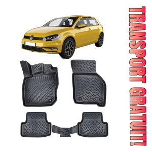 Volkswagen Golf 8 Cutie Auto Cauciucmata 2019-2025 Set 4 covorase auto din cauciuc tip tavita premium line 3D