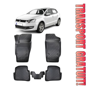 Volkswagen Polo 6R V (Typ 6R / 6C / 61) 2009-2017 Set 4 covorase auto din cauciuc tip tavita premium line 3D
