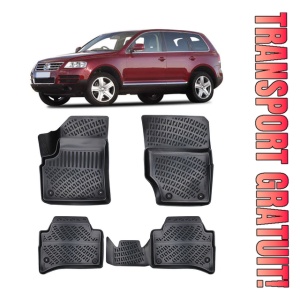 Volkswagen Touareg I 2002-2010 Set 4 covorase auto din cauciuc tip tavita premium line 3D