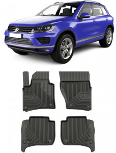 Volkswagen Touareg II R-Line Din 02.2010 - 03.2018, Suv , Set Covorase Auto Tip Tavita Premium 3D, din cauciuc accesorii pentru autoturismul tau - masina v164323