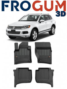 Volkswagen Touareg II, Suv, Din 02.2010 - 03.2018 , Set Covorase Auto Tip Tavita Premium 3D, din cauciuc accesorii pentru autoturismul tau - masina v171942