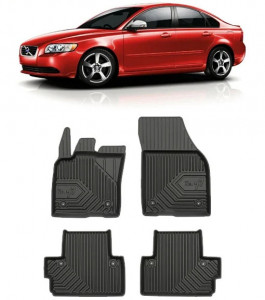 Volvo S40 II Din 2004 - 06.2012, Sedan , Set Covorase Auto Tip Tavita Premium 3D, din cauciuc accesorii pentru autoturismul tau - masina v166414