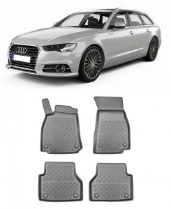 Audi A6 C8, Combi, Din 09.2018 - Prezent , Set Covorase Auto Tip Tavita Premium 3D, din cauciuc accesorii pentru autoturismul tau - masina v173806