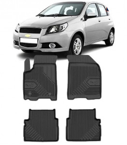 Chevrolet Aveo T250 Din 2006 - 2011, Hatchback , Set Covorase Auto Tip Tavita Premium 3D, din cauciuc accesorii pentru autoturismul tau - masina v166791