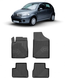 Citroen C3 I Din 2002 - 2009, Hatchback , Set Covorase Auto Tip Tavita Premium 3D, din cauciuc accesorii pentru autoturismul tau - masina v164051