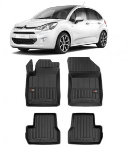 Citroen C3 II, Hatchback, Din 2009 - 12.2016 , Set Covorase Auto Tip Tavita Premium 3D, din cauciuc accesorii pentru autoturismul tau - masina v171023