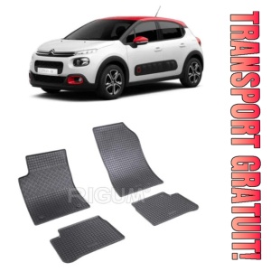Citroen C3 III, Hatchback, fabricat din 01.2017 - Prezent, set covorase auto dedicate, din cauciuc 100% Premium