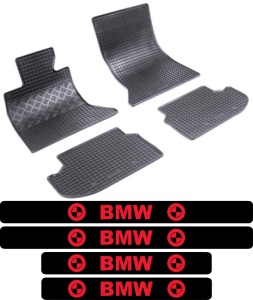 Covorase BMW Seria 5 F10, Sedan, din 2013 - 01.2017 si set 4 stickere protectie praguri BMW accesorii pentru autoturismul tau - masina v3439