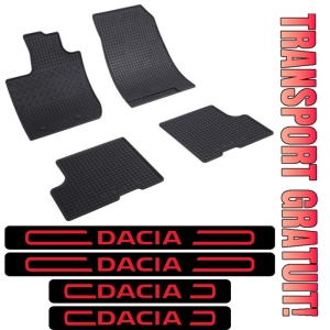 Covorase Dacia Duster II, SUV, din 01.2018 - prezent si set 4 stickere protectie praguri Dacia
