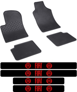 Covorase Fiat 500, Hatchback, din 09.2007 - prezent si set 4 stickere protectie praguri Fiat accesorii pentru autoturismul tau - masina v3479