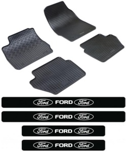 Covorase Ford Fiesta VI, Hatchback, din 10.2008 - 06.2017 si set 4 stickere protectie praguri Ford accesorii pentru autoturismul tau - masina v3839
