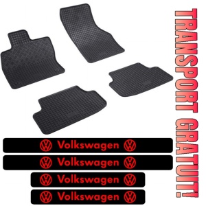 Covorase Volkswagen Golf 8, Hatchback, din 12.2019 - prezent si set 4 stickere protectie praguri Volkswagen