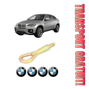 Cui carlig remorcare, tractare auto BMW Seria X6 (E71, E72) din 2008-2014, Otel, Cri-Flo, 4 Stickere cu BMW