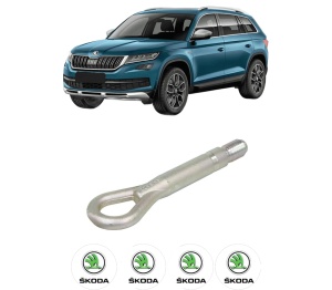 Cui carlig remorcare, tractare auto SKODA KODIAQ I (NS6, NS7, NV7) din 2016-2021, Otel, Cri-Flo, 4 Stickere cu SKODA - Img 2