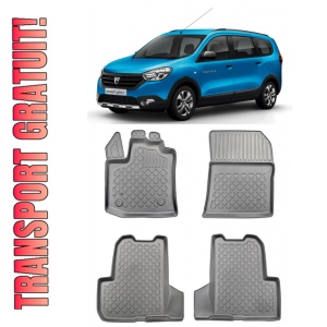 Dacia Lodgy, Combi, Din 07.2012 - Prezent , Set Covorase Auto Tip Tavita Premium 3D, din cauciuc