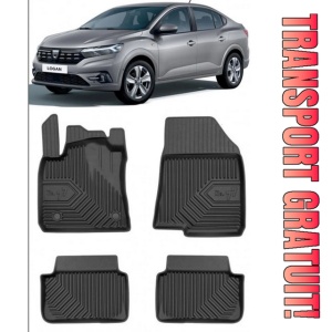 Dacia Logan III Din 01.2021 - Prezent, Sedan , Set Covorase Auto Tip Tavita Premium 3D, din cauciuc