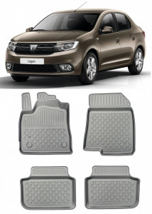 Dacia Logan III, Sedan, Din 01.2021 - Prezent , Set Covorase Auto Tip Tavita Premium 3D, din cauciuc accesorii pentru autoturismul tau - masina v174109