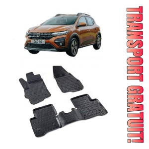 Dacia Sandero Stepway Prestige 2020-2025 Set 4 covorase auto din cauciuc tip tavita premium line 3D - Transport Gratuit!