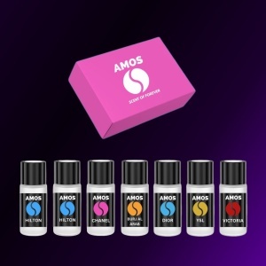 Difuzor parfum auto AMOS Mini Negru, 1 set rezerve parfum 7 arome Pink, odorizant inteligent, arome intense, 3 trepte intensitate - Img 2