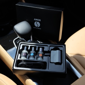 Difuzor parfum auto AMOS Mini Negru, 3 rezerve parfum, odorizant inteligent, arome intense, 3 trepte intensitate - Img 2