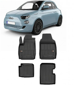 Fiat 500 Hybrid Din 02.2020 - Prezent, Hatchback , Set Covorase Auto Tip Tavita Premium 3D, din cauciuc accesorii pentru autoturismul tau - masina v162831