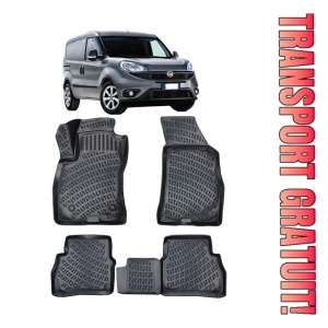 Fiat Doblo (Facelift) 2015-2022 Set 4 covorase auto din cauciuc tip tavita premium line 3D