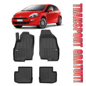 Fiat Punto Evo Din 2009 - 2012, Hatchback, 3 Usi , Set Covorase Auto Tip Tavita Premium 3D, din cauciuc
