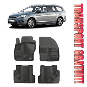 Ford Focus II Din 2004 - 02.2011, Combi , Set Covorase Auto Tip Tavita Premium 3D, din cauciuc