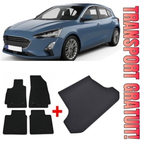 Ford Focus Set Covorase + tavita portbagaj auto Ford Focus III fabricatie 03.2011 - 08.2018, caroserie hatchback, cu roata rezerva